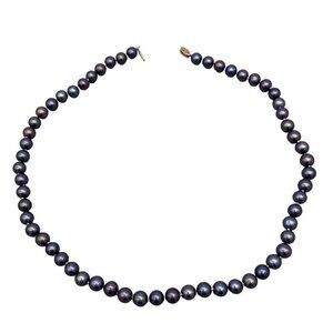 14K 585 Gold Clasp  Pearl Necklace Fish Hook Closure 17.5 Inches